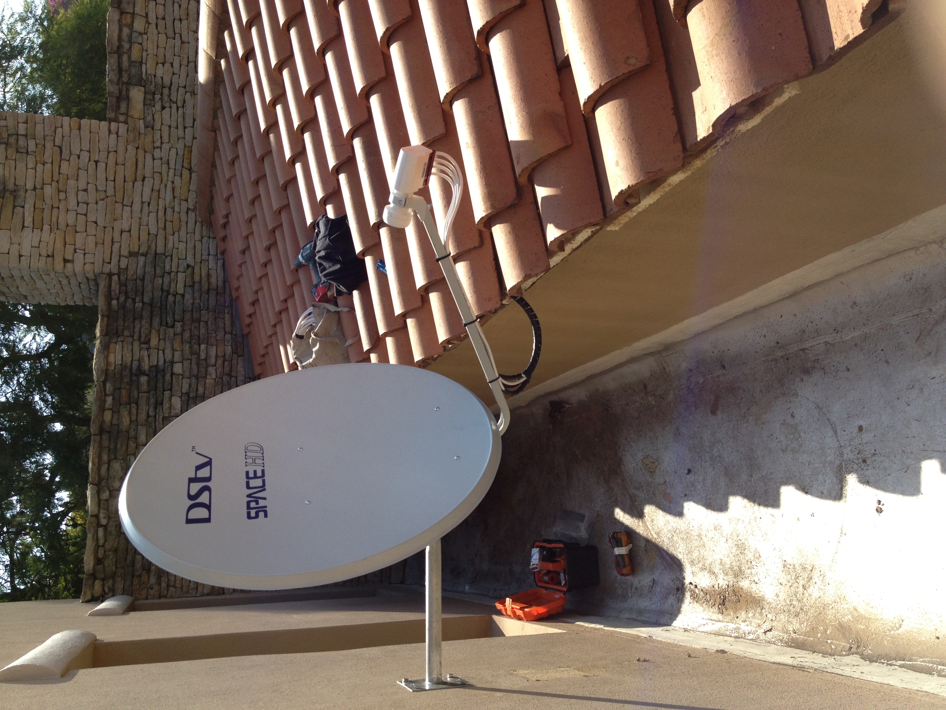Satellite dish installation on site